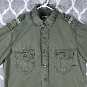Dickies Men’s Green Utility Shirt With Epaulets Short Sleeve Size M